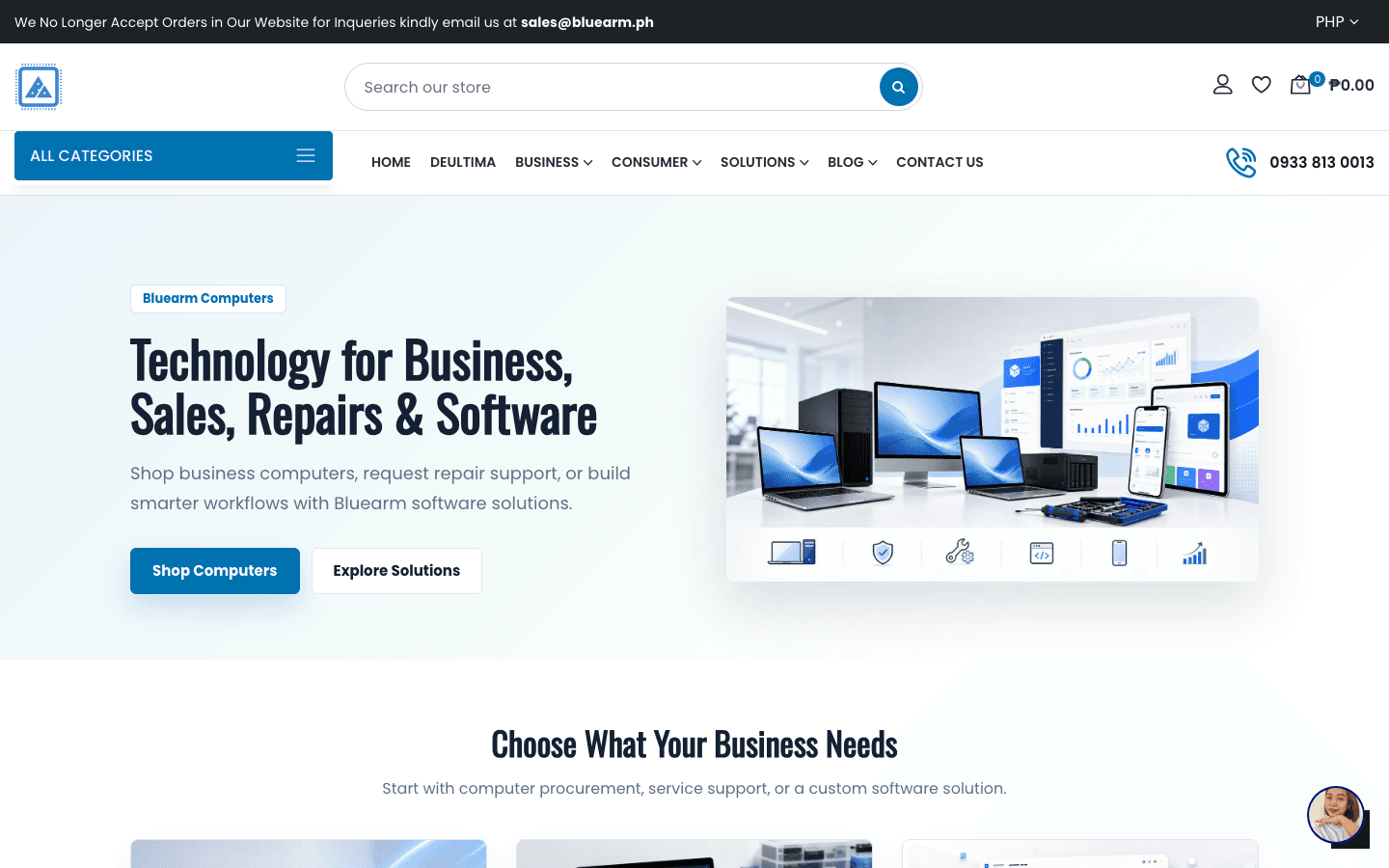 Verified live storefront: BlueArm Computer Store