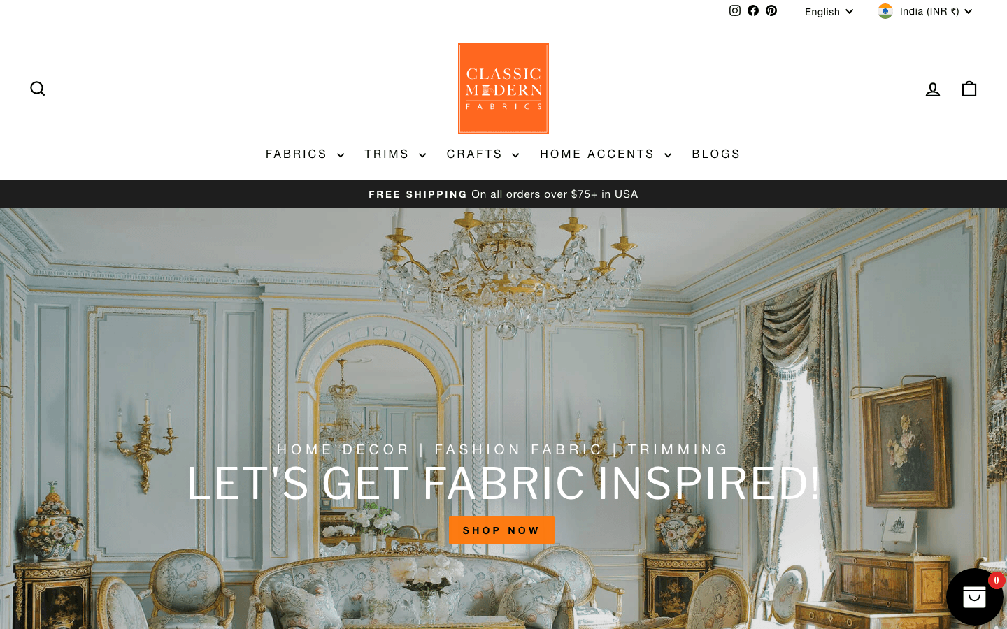 Verified live storefront: Classic Modern Fabrics