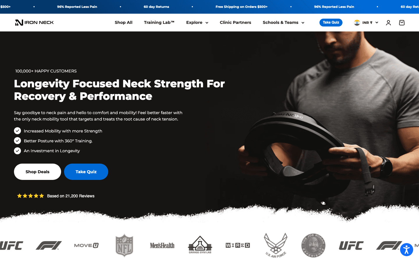 Verified live storefront: Iron Neck